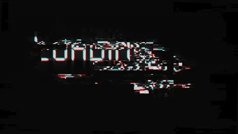 Retro loading words on old tv vhs glitch interference screen Stock Footage 106051779