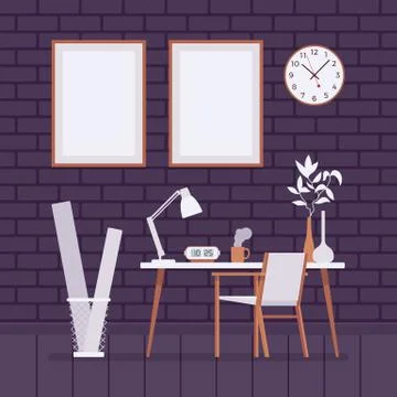 Retro loft interior, frames for copyspace and mockup Stock Illustration