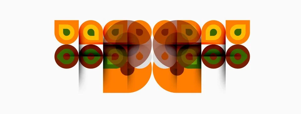 Retro logo features repeating orange shapes. Design evokes midcentury modern Illustrazione stock