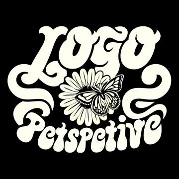 A retro logo perspective design featuring a butterfly and flower perfect for Stock Illustration