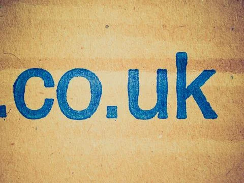 Retro look Internet co uk url Vintage looking UK national domain in a web ... 스톡 사진