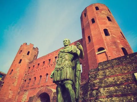 Retro look julius caesar statue Stock Photos