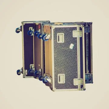 Retro look Music instruments case for travelling artists Vintage looking M... Stockfoto's