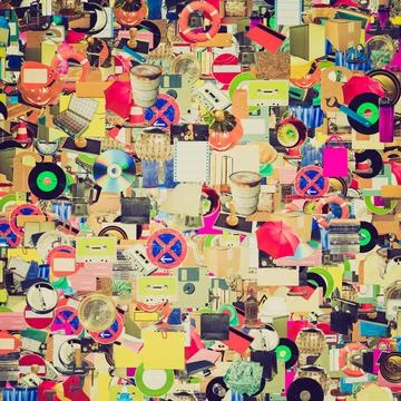 Retro look Objects collage Vintage looking Collage of many object (all pic... 스톡 사진