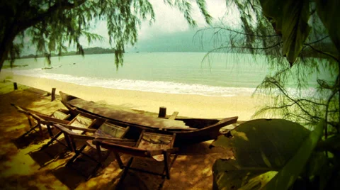 Retro look tranquil beach scenery Stock Footage 34126599