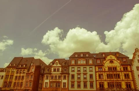 Retro looking mainz old town Stock Photos