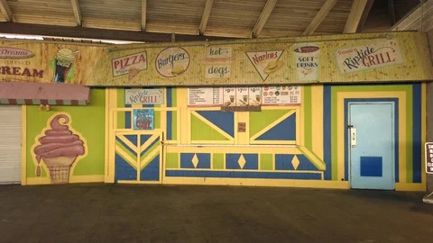 Retro Looking Snack Bar Concept Wall Stock Footage 123941030