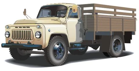 Retro lorry isolated Stock Illustration