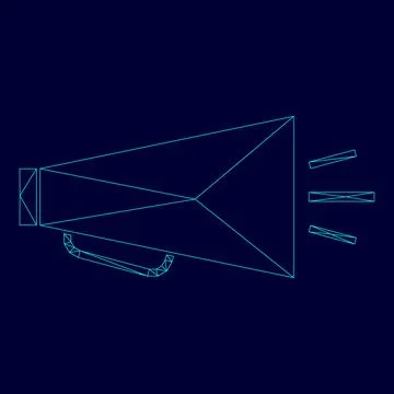 Retro loudspeaker low poly triangulation triangulated polygonal electric cyan Stock Illustration