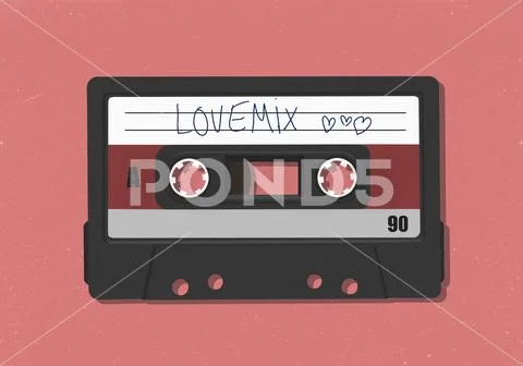 Retro love mix cassette tape Stock Illustration