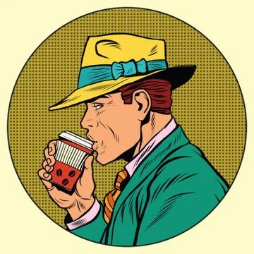 Retro man drinking coffee Stock-Illustration