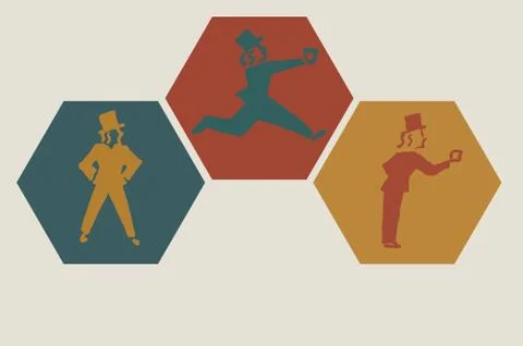 Retro man in tophat is ready to help Stock Illustration