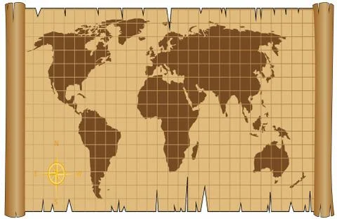 Retro map of the earth Stock Illustration