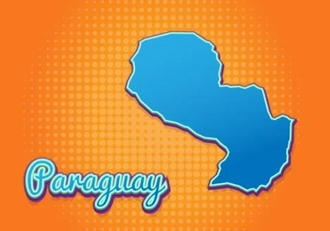 Retro map of Paraguay with halftone background. Cartoon map icon in comic boo イラスト素材