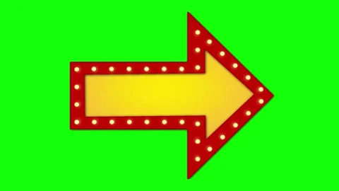 Retro Marquee Arrow Blinking Sign Graphic Stock Footage 336311252