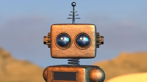 Retro mechanic robot 3D 4K animation. Concept of friendly Ai Stock Footage 315947281