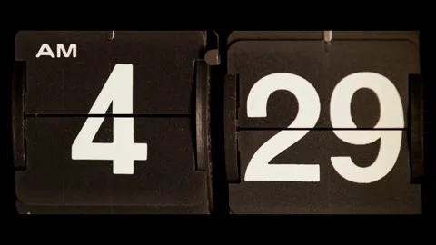 Retro mechanical clock switches to four thirty AM time Stock Footage 329673701