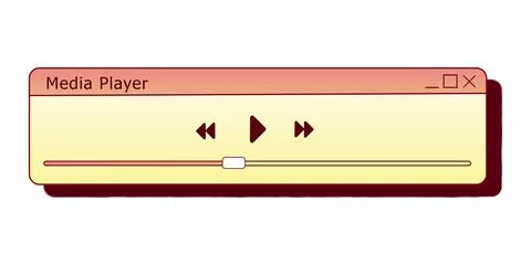 Retro media player interface for PC. Old computer user interface element. Illustrazione stock