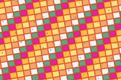 Retro mediterranean vibe decorative backdrop with varied symbol plus texture pat Stock Illustration