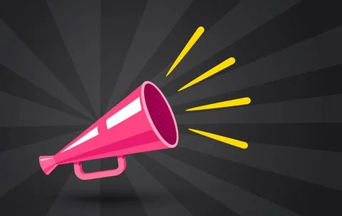 Retro megaphone on dark abstract background for sale. Stock Illustration