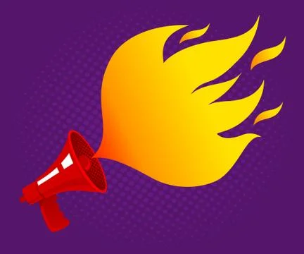 Retro megaphone with fire 库存插图