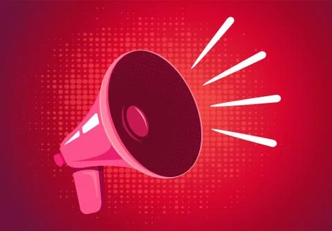 Retro megaphone on red background Stock Illustration