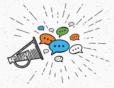 Retro megaphone with speech bubbles concept Stock Illustration
