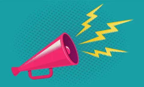 Retro megaphone on yellow background Stock Illustration