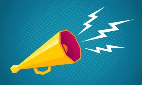 Retro megaphone on yellow background Stock Illustration