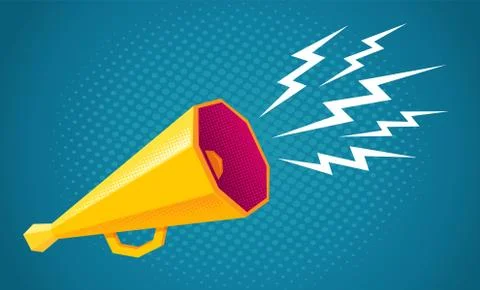 Retro megaphone on yellow background Stock Illustration