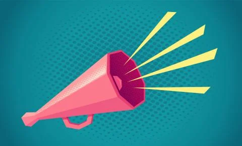 Retro megaphone on yellow background Stock Illustration