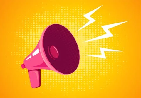 Retro megaphone on yellow background Stock Illustration