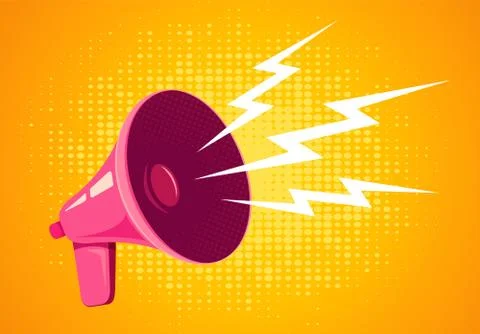 Retro megaphone on yellow background Stock Illustration