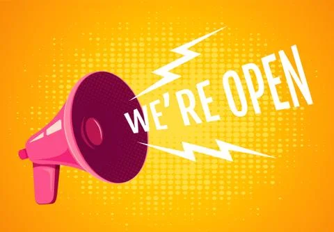 Retro megaphone on yellow background Stock Illustration