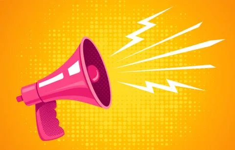 Retro megaphone on yellow background Иллюстрация