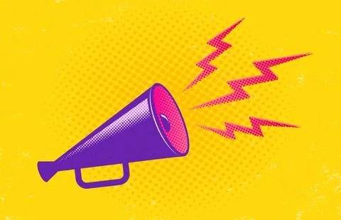 Retro megaphone on yellow background Stock Illustration