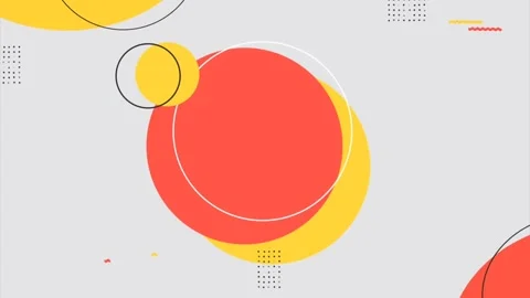 Retro Memphis Style Circles Orange Yellow Flat Design Background Loop Video stock 274455149