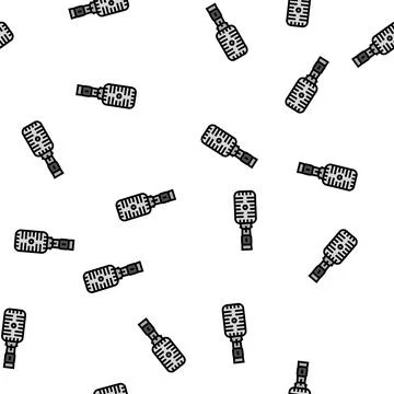 Retro mic microphone vector seamless pattern Illustrazione stock
