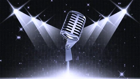 Retro Microphone in a 3d animation intro Video stock 234347444