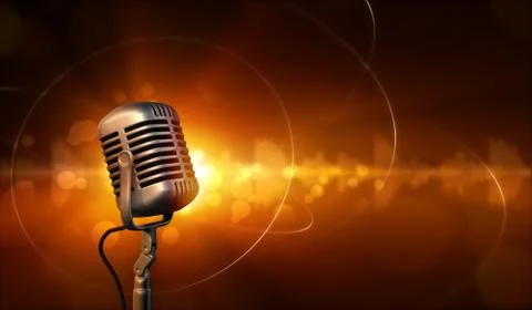 Retro microphone and abstract background with sound waves Stock Illustration
