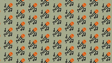 Retro Microphone and Music Notes Pattern. Stock Footage 325389631