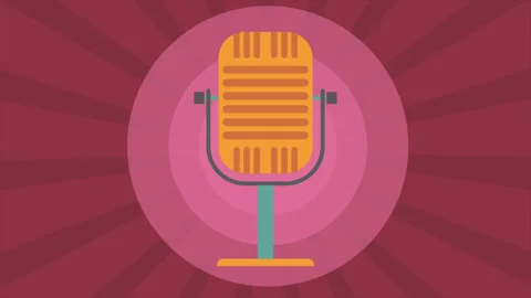 Retro Microphone Animation 2D Flat Podcast Logo Animated Illustration 動画素材 256793393