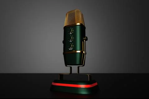 Retro microphone with background and copy space on black background Stock Illustration