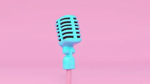 Retro microphone bobs gently on pink background loop. Video stock 344776313
