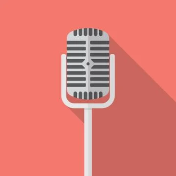 Retro microphone flat icon Stock Illustration