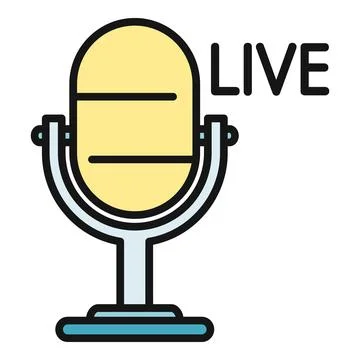 Retro microphone icon broadcasting live audio streaming Illustrazione stock