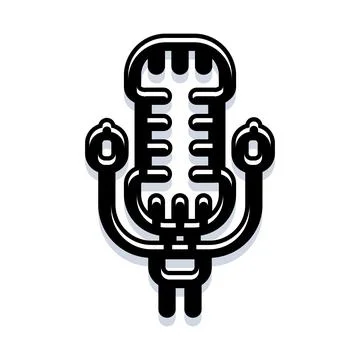 Retro microphone icon symbolizing audio broadcast and podcasting Stock Illustration