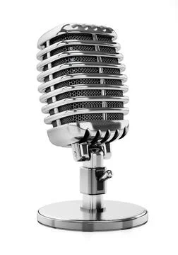 Retro microphone isolated on white background. 3D illustration Stock Illustration