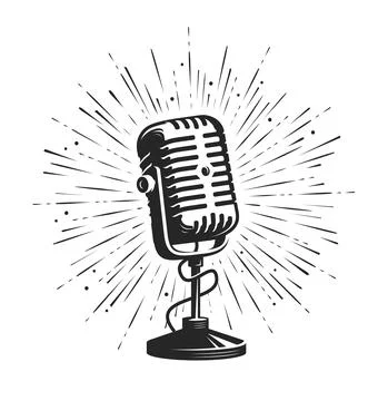 Retro microphone isolated on white background. Vintage vector illustration Stock Illustration