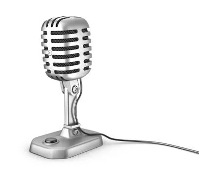 Retro microphone. Isolated on white. Stock Illustration